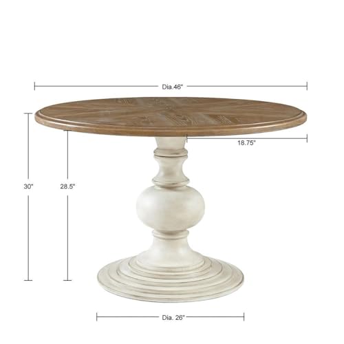 Starlight Canyon Home Brown Round Pedestal Dining Table with Wood Veneer and MDF Top, Ideal for Dining Room, Rustic or Modern Indoor Dining Spaces