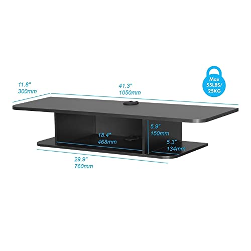FITUEYES Floating Entertainment Center Wall Mounted Media Console TV Stand Component Shelf TV Wall Cabinet, Black - color: Black