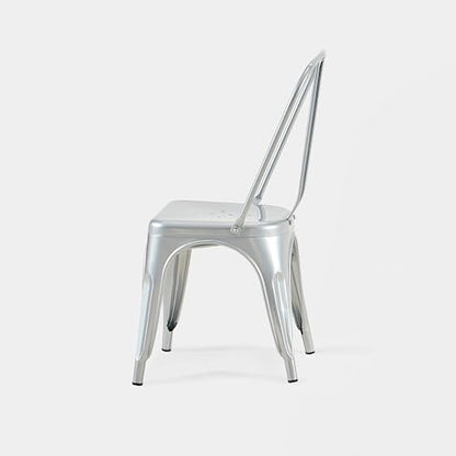 AC Pacific 18 Inch Seat Height Industrial Metal Dining Chairs, Stackable Kitchen or Bar Seat, Durable Modern Design, Versatile Accent Furniture, Set of 4, Silver - color: Silver, size: Set of 4