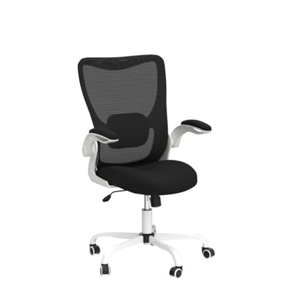 Office Chair, Ergonomic Desk Chair with Adjustable Lumbar Support and Flip up Armrest, Breathable Mesh Computer Chair for Home Office, White - color: White