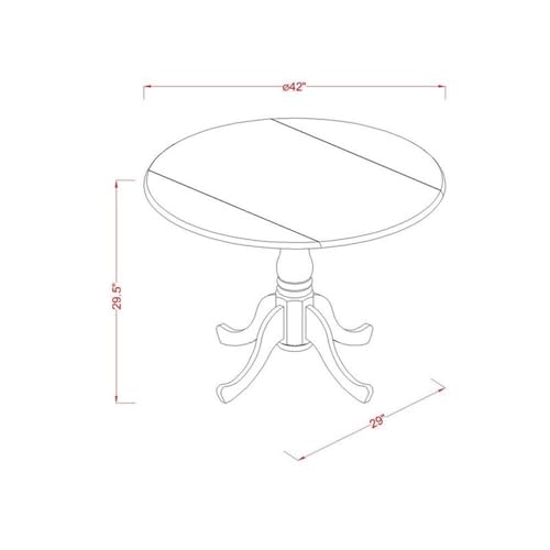 East West Furniture DLT-ANA-TP Dublin Modern Dining Table - a Round Kitchen Table Top with Dropleaf & Pedestal Base, 42x42 Inch, Natural - color: Dlt-ana-tp