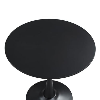 27.3" Tulip Dining Table, Black, Perfect for 2-4 People, Mid-Century Modern Style, Round MDF Top with Sturdy Base for Dining Room, Living Room, Cafe - size: 27.3"