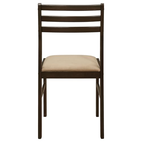 Coaster Home Furnishings 3-Piece Round Wood Dining Room Set Drop Leaf Extension Table Ladder Back Side Chairs Upholstered Seat Cushions Cappuccino and Tan 130005