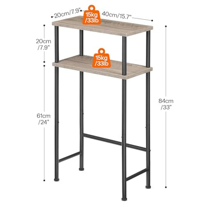 HOOBRO Narrow Console Table for Small Space, 15.7" Entryway Table with Storage, 2 Tier Sofa Table with 2 Shelves, Skinny Console Table for Entryway, Hallway, Living Room, Greige and Black BG40XG01 - color: Greige + Black