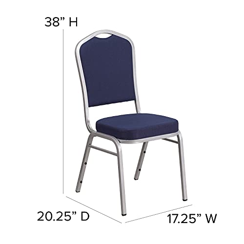 Flash Furniture Hercules Fabric Crown Back Stackable Banquet Chair, Silver | Silver Frame, Fabric Upholstery - color: Navy Fabric/Silver Frame, size: Set of 1