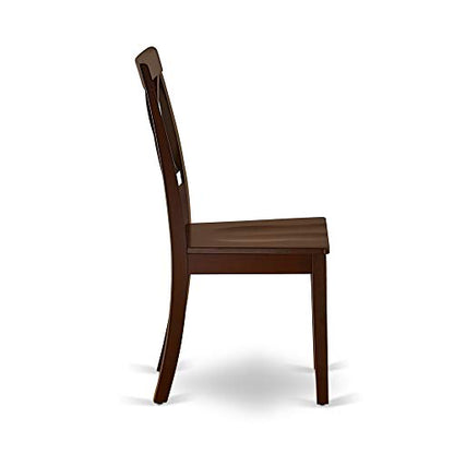 East West Furniture DLBO5-MAH-W 5 Piece Dining Room Table Set Includes a Round Dining Table with Dropleaf and 4 Wood Seat Chairs, 42x42 Inch, Mahogany - color: Mahogany, size: Table + 4 Chairs