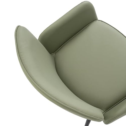 VKNOW Modern Faux Leather Dining Chairs Set of 4 with Armrest, Green | Armed Dining Room Chairs with Metal Legs, Kitchen Chairs for Restaurant Kitchen Living Room - color: Green-leather, size: Set of 4