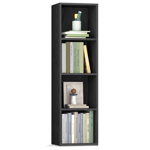 VASAGLE CUSTOS Collection - Bookshelf, 4-Tier Bookcase, Book Shelf, Open Storage Shelf, 9.4 x 11.8 x 41.7 Inches, for Living Room, Home Office, Dining Room, Ebony Black ULBC434B01 - color: Ebony Black, size: 4 Tiers (11.8"W)