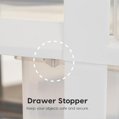 IRIS USA 4-Drawer Rolling Storage Cart, White/Clear | Keep classroom supplies, teacher essentials, craft materials, and learning tools organized with easy-access drawers. - size: Standard