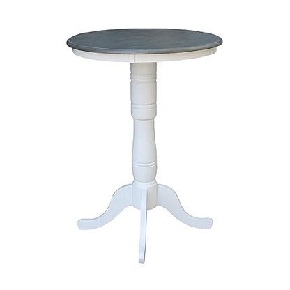 IC INTERNATIONAL CONCEPTS 30" Round Solid Wood Gray Table-Bar Height - color: White-heather Gray