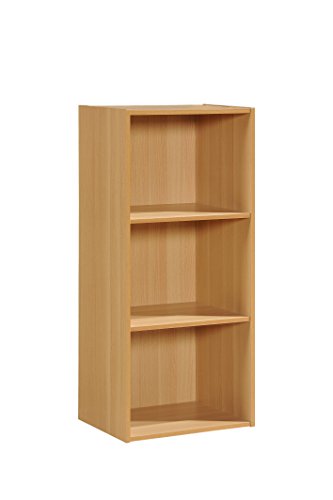 Hodedah Import 3 Shelf Bookcase, Beech - color: Beech, size: 3-Shelf