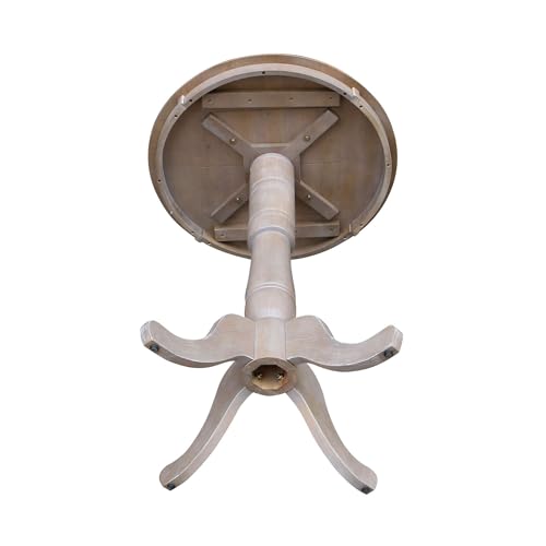 IC INTERNATIONAL CONCEPTS 30" Round Top Pedestal Dining Table, 40.9" High, Washed Gray Taupe - color: Washed Gray Taupe