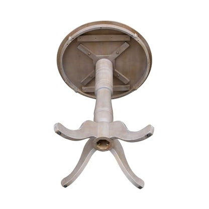 IC INTERNATIONAL CONCEPTS 30" Round Top Pedestal Dining Table, 40.9" High, Washed Gray Taupe - color: Washed Gray Taupe