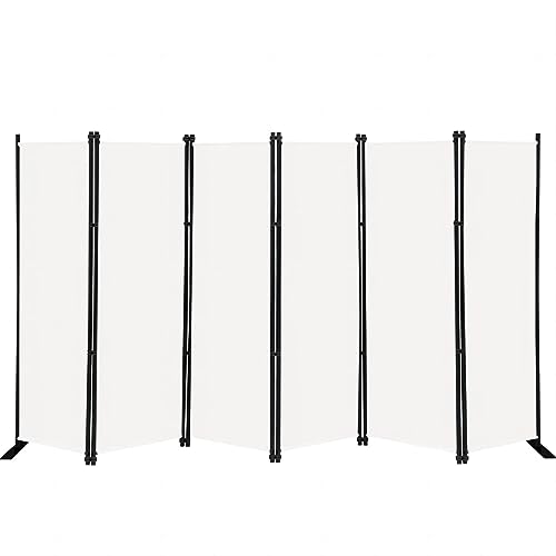 MAYOLIAH 6 Panel Folding Privacy Screen 9ft Wide 6ft Tall Room Partition | Great office division, indoor family wall partition room separator. Suitable for home office studio, garage, hospital, white - color: White, size: 6 Panel