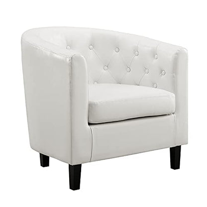 Naomi Home Emma Faux Leather Barrel Accent Chair – Modern Tufted Faux Leather Armchair with Wooden Legs, Wide Seat, Enhanced Back Support for Living Room Décor | Solid wood frame, sturdy legs and easy-clean faux leather create lasting comfort for living r