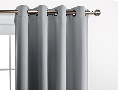 Room Darkening Grommet Thermal Insulated Blackout Window Curtains Panels for Gilrs Room Window 1 Pair 52x63 Inch Silver, Bonus 2 Tie Backs Included - color: Silver, size: 52"W x 63"L (Pack of 2)
