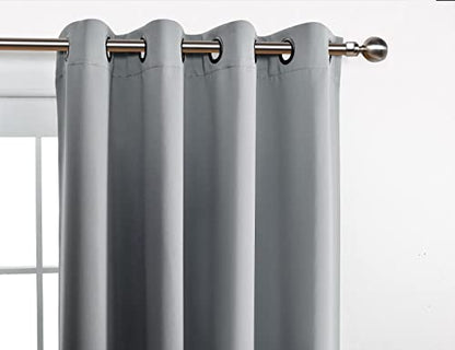 Room Darkening Grommet Thermal Insulated Blackout Window Curtains Panels for Gilrs Room Window 1 Pair 52x63 Inch Silver, Bonus 2 Tie Backs Included - color: Silver, size: 52"W x 63"L (Pack of 2)