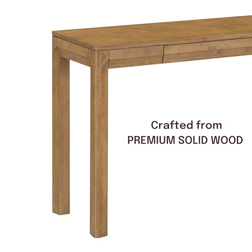 Flow 47-Inch Console Table, Modern Solid Wood Entryway Table with Hidden Drawer, Waterproof & Heat Resistant, Narrow Table for Hallway, Living Room & Foyer, Teak Look - color: Teak Look, size: 47 Inch, style: Console