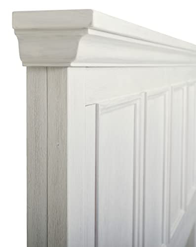 OSP Home Furnishings Farmhouse Basics Queen Headboard Only, Rustic White Finish - size: Queen