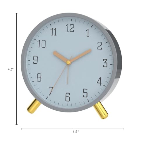 SHISEDECO Small Analog Alarm Clock, Battery Operated Desk Clock,Grey | Bedside Analog Non-Ticking Silent Small Deskclock Battery Operated for Living Room, Bedroom, Office - color: Grey Clock