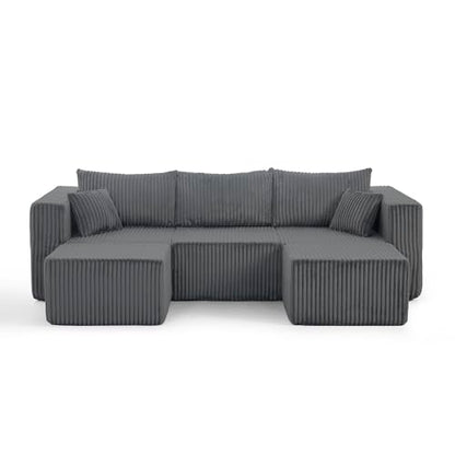 Compact Modular sectional,Compressed Corduroy Sofa with Modern Minimalist Style, Ultra-Comfy Compression Modular Sofa with Space-Saving Efficient Design-Gray