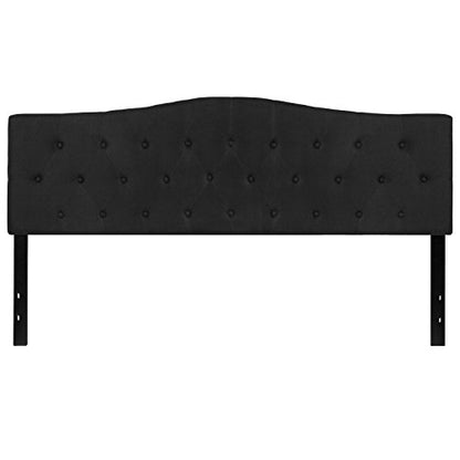 EMMA + OLIVER Black King Tufted Headboard | Adjustable Bed Rail Slots, Fabric Upholstered - color: Black, size: King