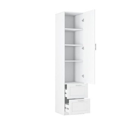 roomfitters Kitchen Pantry Storage Cabinet with 2 Drawers Tall Wooden Narrow Food Cupboard Bathroom Linen Tower, White