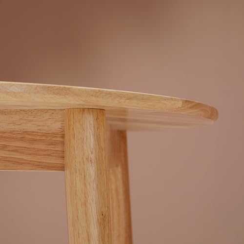 Aslan 35.4" Round Wooden Dining Table/Mid Century Modern Malaysian Oak Kitchen Table (Natural-Oak)