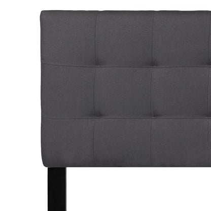 EMMA + OLIVER Dark Gray Queen Quilted Tufted Headboard | Adjustable Bed Rail Slots, Fabric Upholstered - color: Dark Gray, size: Queen