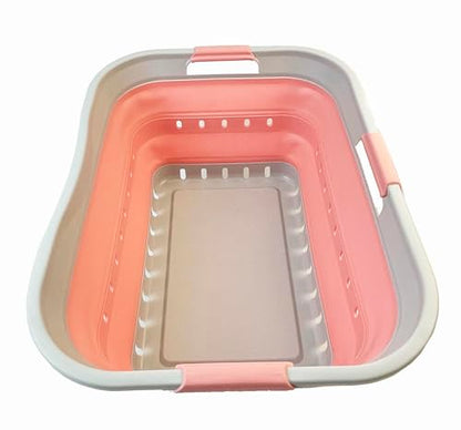 SAMMART 42L (11 gallon) Collapsible Plastic Laundry Basket - Foldable Pop Up Storage Container/Organizer - Space Saving Hamper/Basket (1, Grey/Quartz Pink) - color: Grey/Quartz Pink