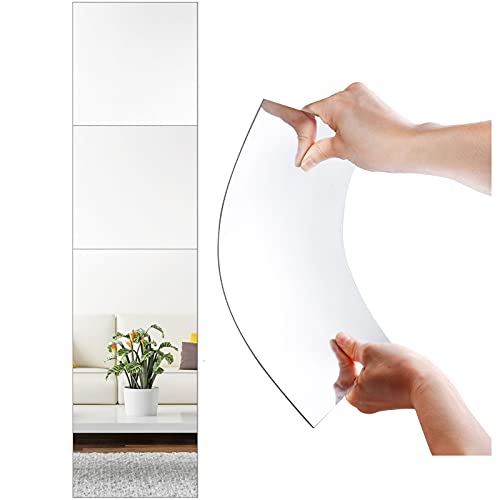 SLDIYWOW Wall Mirror Full Length, 4Pcs Full Body Mirror for Bedroom, Safety Unbreakable Mirror Great for Baby Kids Toddler, Full Body Mirror Tiles for Bedroom, Home Gym, Living Room - size: 4 Pieces