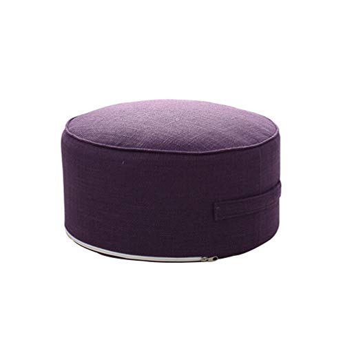 Round Pouf Foot Stools Comfortable Ottoman Floor Seat Cushion Movable Foot Rest Washable Case for Living Room, (Dark Purple) - color: Dark Purple