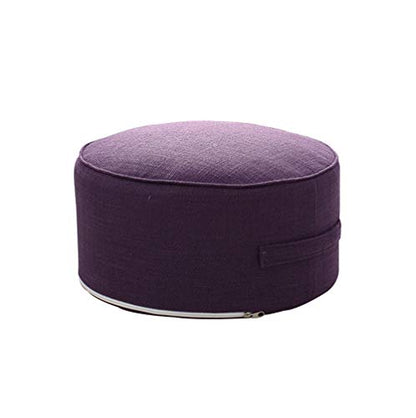 Round Pouf Foot Stools Comfortable Ottoman Floor Seat Cushion Movable Foot Rest Washable Case for Living Room, (Dark Purple) - color: Dark Purple