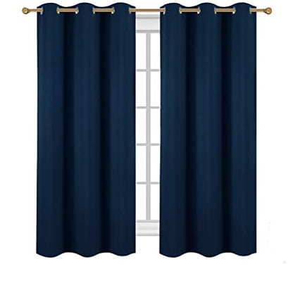 Diraysid Navy Blue Grommet Blackout Curtains for Bedroom Thermal Insulated Room Darkening Curtains Drapes, 42 x 72 inch, 2 Panels - color: Navy Blue, size: 42"W x 72"L (Pack of 2)