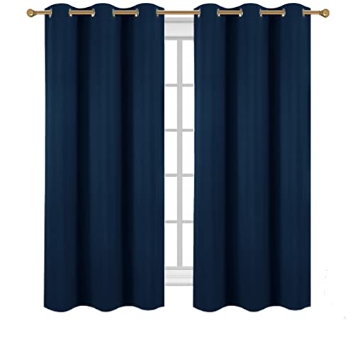 Diraysid Navy Blue Grommet Blackout Curtains for Bedroom Thermal Insulated Room Darkening Curtains Drapes, 42 x 72 inch, 2 Panels - color: Navy Blue, size: 42"W x 72"L (Pack of 2)