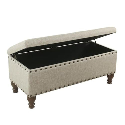 HomePop 42" Storage Bench with Nailhead Trim - Taupe/Cream - color: Taupe/ Cream