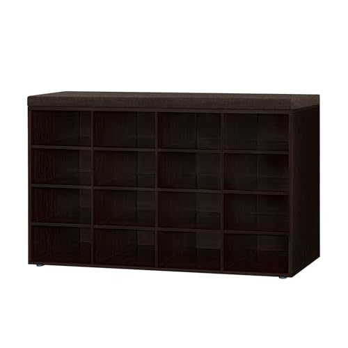 Shoe Storage Bench with Cushion, 16-Cubby Shoe Rack with Seat | 40.9"L Entryway Shoe Organizer Bench, Adjustable Shelves for Boots, Removable Washable Cushion, Closet/Hallway, Espresso - color: Espresso, size: 16 Cubby