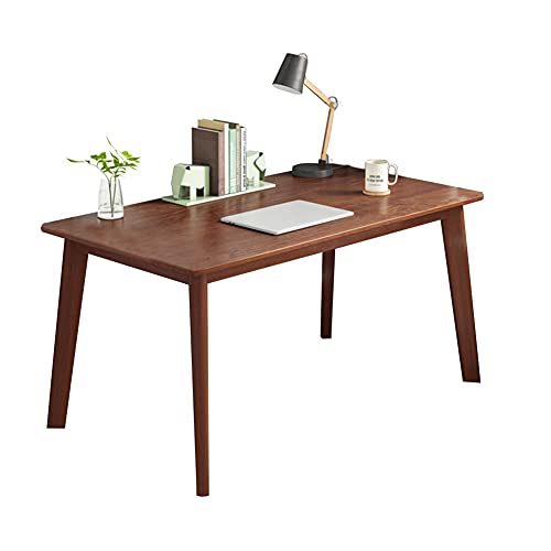 IOTXY Simple Wooden Writing Desk - Modern Minimalist Style PC Laptop Computer Workbench with Solid Wood Legs, 47" W Home Office Work Table for TV Stand Music Video Live Broadcast Workstation, Walnut | Nordic Minimalist Style, MDF Tabletop, Solid Wood Legs