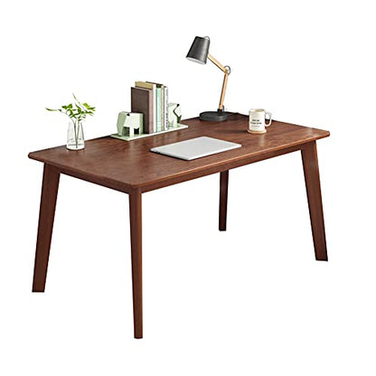 IOTXY Simple Wooden Writing Desk - Modern Minimalist Style PC Laptop Computer Workbench with Solid Wood Legs, 47" W Home Office Work Table for TV Stand Music Video Live Broadcast Workstation, Walnut | Nordic Minimalist Style, MDF Tabletop, Solid Wood Legs