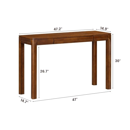 Flow 47-Inch Console Table, Modern Solid Wood Entryway Table with Hidden Drawer, Waterproof & Heat Resistant, Narrow Table for Hallway, Living Room & Foyer, Dark Walnut - color: Dark Walnut, size: 47 Inch, style: Console