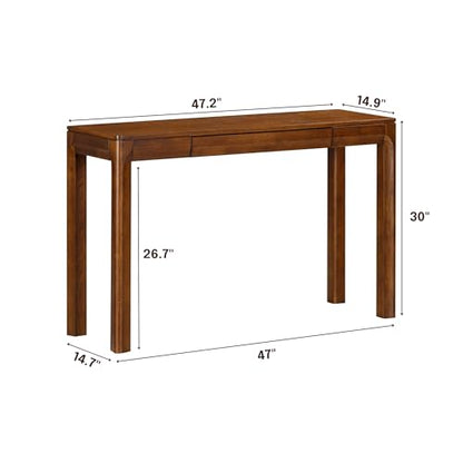 Flow 47-Inch Console Table, Modern Solid Wood Entryway Table with Hidden Drawer, Waterproof & Heat Resistant, Narrow Table for Hallway, Living Room & Foyer, Dark Walnut - color: Dark Walnut, size: 47 Inch, style: Console