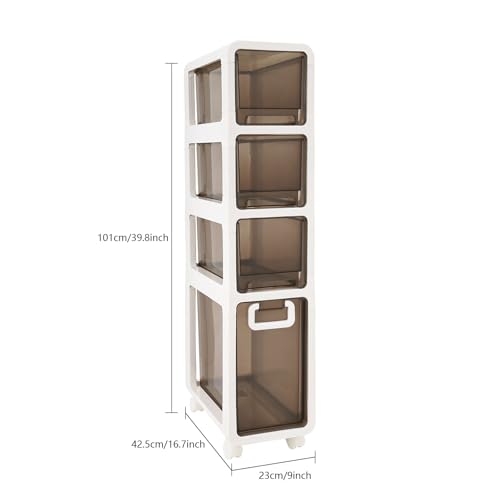 4-Tier Slim Bathroom Storage Cabinet,Narrow Floor Cabinets with Drawers and Wheels,Rolling Narrow Organizer for Small Spaces,Kitchen,Laundry,9”W - size: 4-Tier-9”W