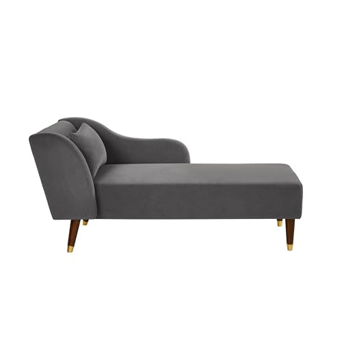 Bellemave Chaise Lounge Indoor, Velvet Upholstered Lounge Chair with Pillow, Solid Wood Legs Modern Chaise Lounge Chair for Living Room Bedroom Office (Grey) - color: Grey