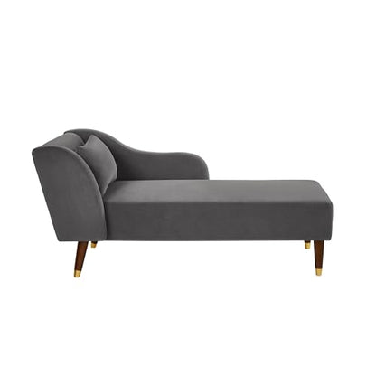 Bellemave Chaise Lounge Indoor, Velvet Upholstered Lounge Chair with Pillow, Solid Wood Legs Modern Chaise Lounge Chair for Living Room Bedroom Office (Grey) - color: Grey