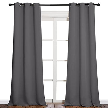 NICETOWN Thermal Insulated Blackout Curtains - Grommet Top Window Treatment Drapes for Hall (2 Panels, W42 x L90 inches, Grey) - color: Grey, size: 42"W x 90"L (Pack of 2)