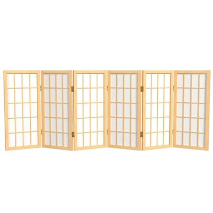 2 ft. Short Desktop Window Pane Shoji Screen - Natural - 6 Panels - color: Natural, size: 6 Panel