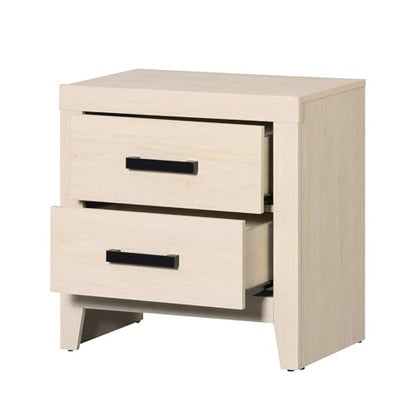 WAMPAT Nightstand with 2 Large Drawers,Wooden Nightstand with Storage,Farmhouse Bedside Table End Table for Bedroom, Beige - color: Beige