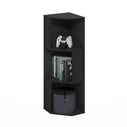 Furinno ECON Corner Shelf, 3-Tier Corner Book Shelf, Standing Storage Shelves, Cube Display Rack, Bookshelf, for Organization and Storage, Living Room, Home Office, Dark Espresso - color: Dark Espresso, size: 3-Tier