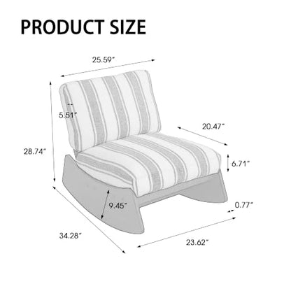 Armless Rocking chair, Upholstered Glider Lounge Chair, Gray Stripe | Comyf Chenill, Curved Solid Wood Base, for Living Room, Bedroom - color: Gray Stripe