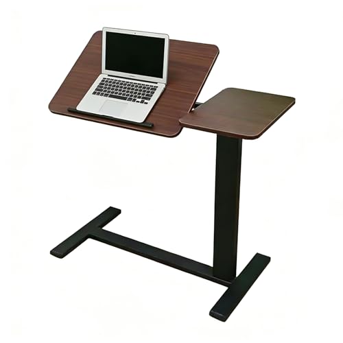 KEIKI Height Adjustable Rolling Laptop Desk, Portable Mobile Standing Workstation with Tiltable Top for Home Office & Classroom, Brown - color: Brown